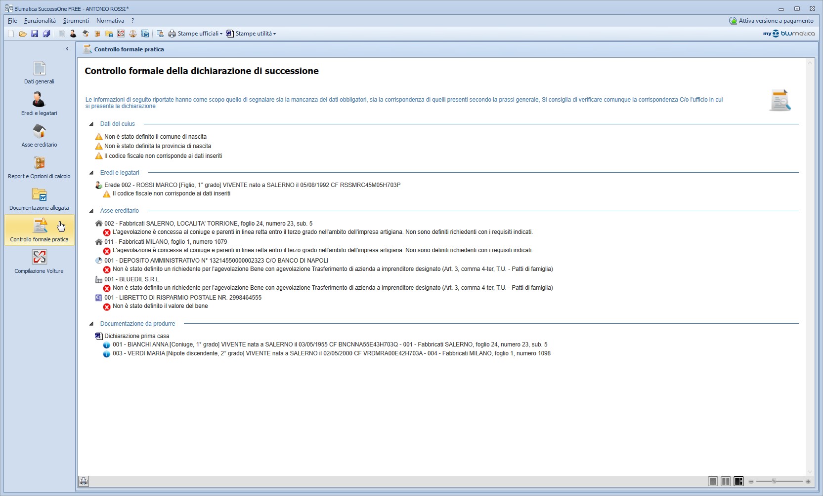 Presentazione telematica della dichiarazione di successione e delle