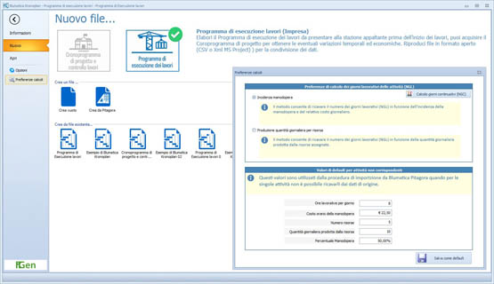 bStart e preferenze di calcolo