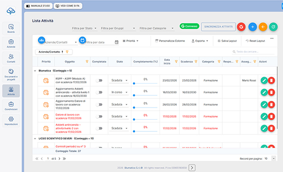 Attività e scadenze