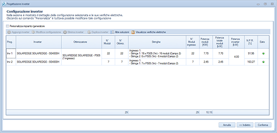 Progettazione inverter con ottimizzatori 