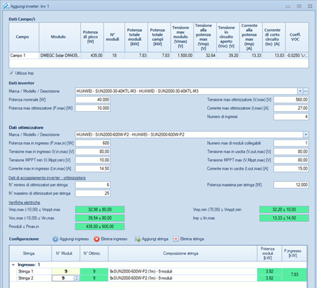 Progettazione inverter con ottimizzatori