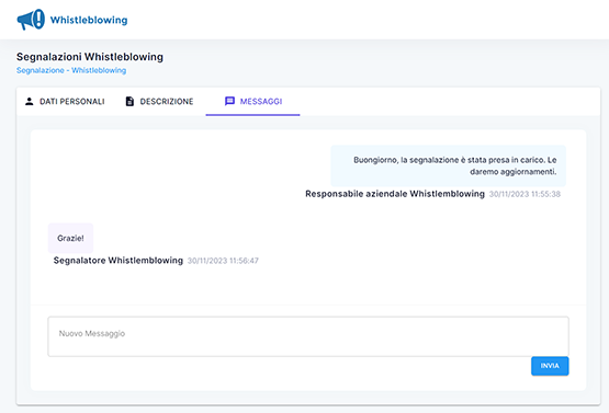 FRONTOFFICE SEGNALAZIONE – MESSAGGI