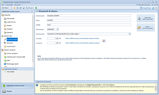Rumore - GESTIONE STRUMENTI DI MISURA